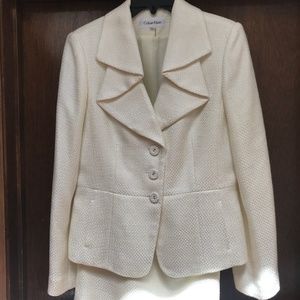 Calvin Klein winter white boucle suit